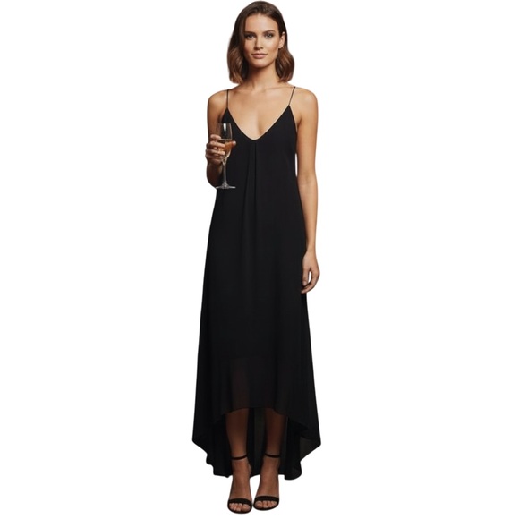 🖤 Alice + Olivia x Scoop Black Maxi Party Dress Sheer Evening Gown Size S 🖤 - Picture 1 of 4